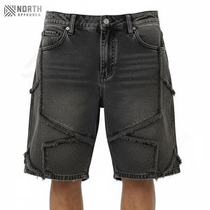 กางเกงขาสั้นผ้ายีนส์สำหรับผู้ชายกางเกงขาสั้นผ้ายีนส์แบบขาดเชือกผูกเอวสไตล์สตรีทสำหรับงานตามสั่ง - Product Image 3