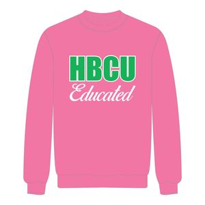 Sweat-shirt à col rond rose pour femmes, éducation HBCU, broderie en chenille, sororité grecque Divine Nine, mode universitaire - Product Image 2