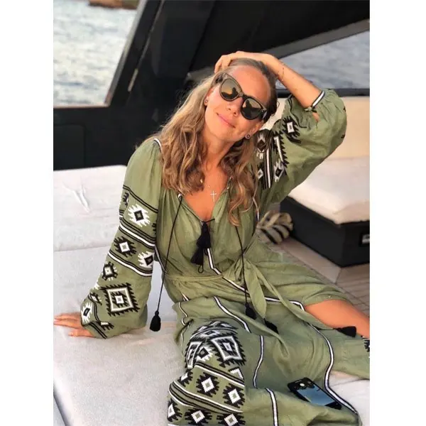 2020 Best Selling Women's Holiday Beach Casual Summer Chic Dress Innovative Ukrainian Embroider Resort Wear Relax Fit Maxi Dress