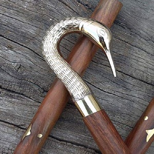 Vintage Victorian Walking Stick with Adjustable Brass Wooden Wolf <b>Head</b> Handle Retro Design Walking Staff - Product Image 2