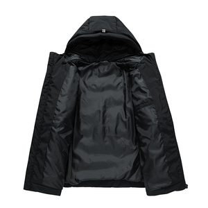 Manteau d'hiver matelassé pour hommes Veste en duvet à capuche avec fermeture à glissière Veste d'hiver en tricot imperméable et grande taille - Product Image 3