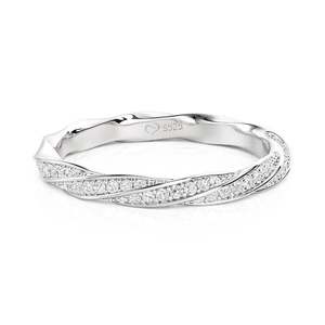 Jeulia Rhodium Rose Gold Plated <b>Wave</b> Pattern Eternity Wedding Band for Women - Product Image 1