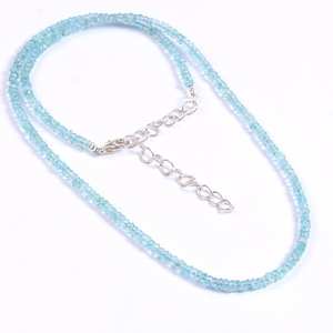 Collar de Aguamarina natural, cuentas Rondelle de 3-4mm, joyería de piedras preciosas, regalo de piedra natal hecho a mano para su regalo de aniversario - Product Image 6