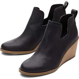 Stivaletto TOMS Kallie Wedge in Pelle Nera, Comodo e Traspirante, con Motivo a Pois e Lacci, Taglia 9 - Product Image 1