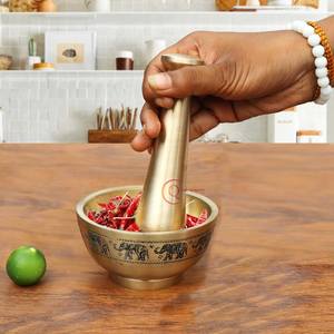 Juego de mortero de latón hecho a mano, diseño moderno para hierbas, condimentos, molinillo de Medicina, el mejor precio de mayorista, Material plástico - Product Image 2