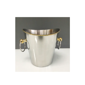 Enfriador de Vino redondo de acero Cubo de hielo redondo Estilo moderno Barware y enfriador de vino Bebida Diseño único de latón hecho a mano - Product Image 1