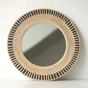 Espejos de Pared de Ratán Natural de Estilo Vintage, Fabricación al por Mayor, Espejo de Ratán y Pasto Marino para Decoración del Hogar - Product Image 4