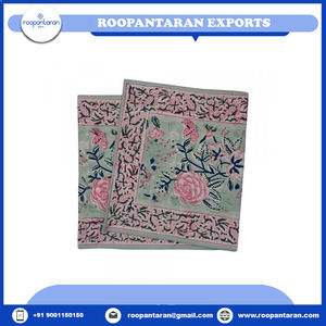 Camino de mesa de lona de algodón puro 100% bordado con estampado de bloque de mano Floral de Pascua 33X120 Cms tamaño personalizable suministro a granel - Product Image 4