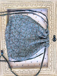 Quilted Recycled Silk <b>Medium</b> Bucket Boho Drawstring Handmade <b>Shoulder</b> Pouch <b>Bag</b> - Product Image 5