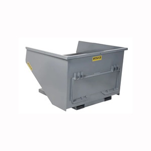 Industrial self dumping hopper for warehouse scrap waste material handling forklift compatible heavy duty steel body - Product Image 1
