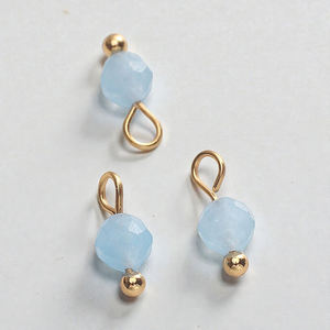 Abalorio de Cristal de Aguamarina Facetado de Alta Calidad con Colgante de Aro Chapado en Oro para Hacer Joyas, Collares y Pulseras - Product Image 1