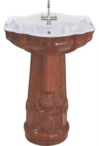 Motif zèbre porcelaine piédestal lavabo Vinus ensemble noir blanc Lavabo évier support salle de bain inde Design - Product Image 4