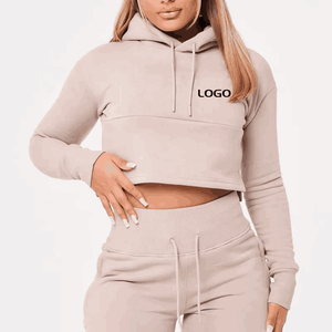 Stylish Women's Autumn Gym Hoodie Breathable Quick Dry Custom Logo Printed OEM Wholesale Terry Fabric Hooded Crop for Winter - Product Image 5