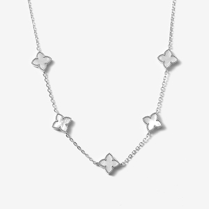 Joyería chapada en oro para mujer, trébol de cuatro hojas, Collar de plata de ley 925, <span class=keywords><strong>colgante</strong></span> de <span class=keywords><strong>piedra</strong></span> <span class=keywords><strong>blanca</strong></span> - Product Image 6
