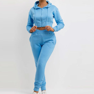 OEM <b>Women's</b> Latest Eco-Friendly Design Best Seller 100% Cotton Breathable Winter Crop Top Tracksuit Plus Size <b>Sets</b> - Product Image 5