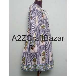 Handmade Block Print Floral Bohemian <b>Summer</b> Formal 100% Cotton V-Neck Long <b>Sleeve</b> Midi Bodycon <b>Dress</b> <b>with</b> Washable Fabric - Product Image 4