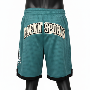 High quality polyester mesh <b>short</b> <b>men</b> teal green sports training <b>shorts</b> contrast hem embroidery <b>patch</b> logo Mesh <b>men's</b> <b>shorts</b> - Product Image 3