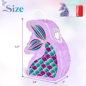 3 Mini Piñatas de Sirena para Niñas, Decoraciones de Fiesta de Sirenas Bajo el <span class=keywords><strong>Mar</strong></span>, Centro de Mesa de <span class=keywords><strong>Sirenita</strong></span>, Pequeña Piñata Colgante - Product Image 3