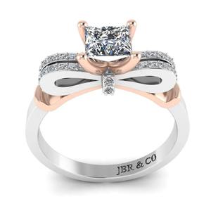 Anillo de compromiso con diseño de nudo de Plata de Ley 925 de dos tonos con diamante de corte princesa para mujer al mejor precio - Product Image 2