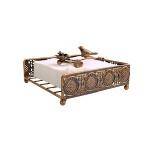 Centro de mesa y decoración de mesa, servilletero de latón con servilletero con acabado antiguo con logotipo personalizado - Product Image 1