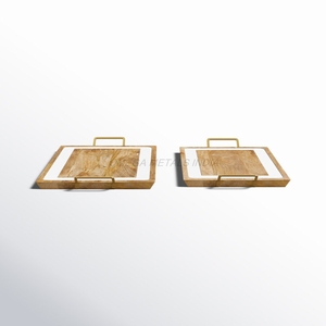 Handmade Wooden <b>Tray</b> Set in <b>Warm</b> Brown Color with Sleek Rectangular Shape and Timeless Design Perfect for Home Decor - Product Image 1
