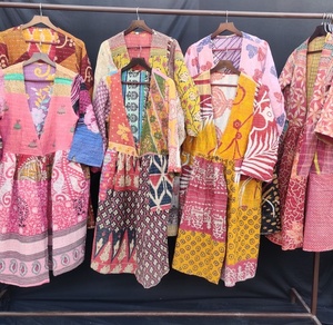 Lote de Chaqueta de algodón indio para mujer, ropa vintage reversible, kantha - Product Image 4