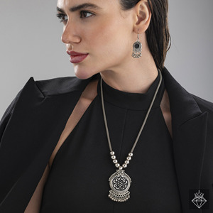 PRAO Oxidised Necklace Set With <b>Earrings</b> - Product Image 2