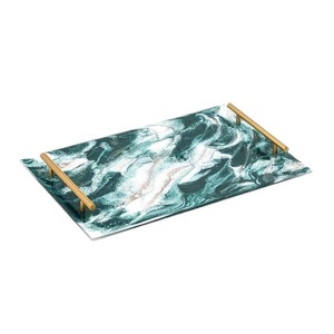 Plateau de service moderne et élégant en résine époxy avec poignée en métal, artisanat métallique, couleur personnalisable, design pour servir des aliments et des boissons à la maison - Product Image 6