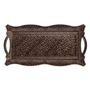 Plateau de service rond en laiton en métal de conception antique faite à la main pure avec finition polie en métal doré pour servir la nourriture aux fruits - Product Image 3