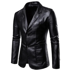 2024 printemps et automne nouvelle mode hommes veste en cuir coupe ajustée toile manteau pour motos belle tenue - Product Image 2
