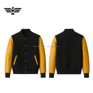 Veste universitaire pour homme avec combinaison de couleurs personnalisée |   Blouson d'hiver à col montant enduit - Product Image 1