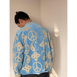 Blazer réversible en cuir de mouton à motif Yin-Yang en velours, col montant, manches longues, coupe-vent, finition florale, court, printemps - Product Image 3