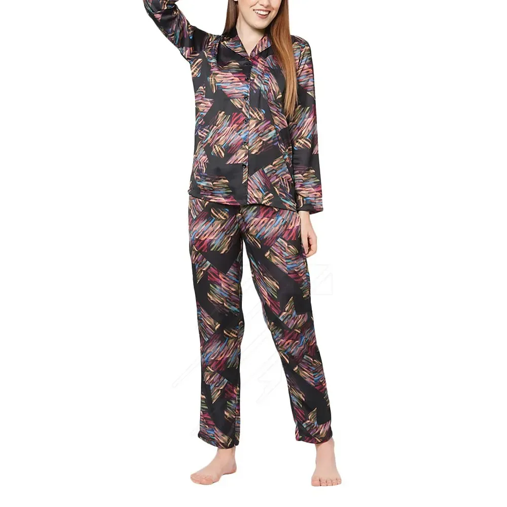 Thiết Kế Mới In Động Vật Phụ Nữ Flannel Ngủ Pajama Set Lụa Phụ Nữ Phụ Nữ Satin Đồ Ngủ Mới 2 Mảnh Sang Trọng Cho Phụ Nữ Thiết Lập