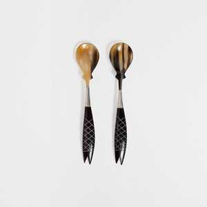 Set 2 Handmade Natural Horn <b>Spoons</b> Premium Buffalo Horn Cutlery Mirror Finish Long Handle Durable High Quality Home Restaurant - Product Image 1