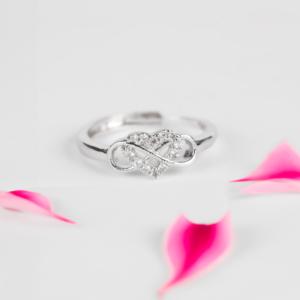 Anillo Corazón Infinito Cobre 925 Chapado en Plata para Boda - Product Image 1