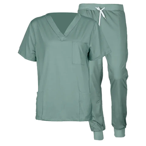 Ensembles d'uniformes de gommage respirants avec haut à manches courtes et col montant moderne pour un usage hospitalier quotidien - Product Image 1