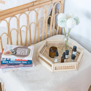 Impresionante, práctica y elegante, versátil, decorativa para el hogar, bandeja para servir de ratán hecha a mano por hábiles artesanos - Product Image 2