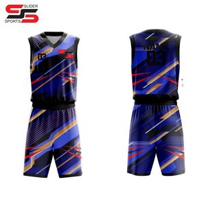 Poliéster Ropa deportiva Nuevo diseño Venta al por mayor Azul Baloncesto Jersey Conjuntos Uniforme de baloncesto Jóvenes uniformes de baloncesto - Product Image 6