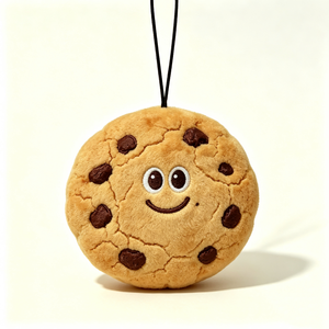Pochette en peluche personnalisée en forme de cookie aux pépites de chocolat, porte-monnaie rond en peluche en forme de cookie, sac à fermeture éclair en peluche sur le thème de la nourriture - Product Image 1