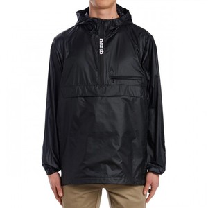 Chaqueta con media cremallera para hombre de Nailon/poliéster negro personalizada con cuello levantado estilo urbano rompevientos ANorak - Product Image 1