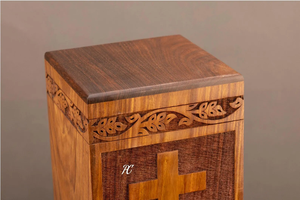 โกศไม้รูปไม้กางเขนโรสวูดส์ทำด้วยมือกล่องใส่ของตกแต่งโกศสำหรับขี้เถ้า - Product Image 3