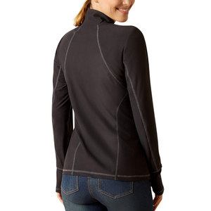 BIG TEN APPAREL Pull à col zippé noir à manches longues pour femme, en polyester, couche de base - Product Image 2