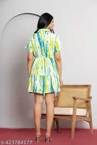 Vestido corto de algodón indio hecho a mano para mujer, minifalda elegante, cómoda para uso diario u ocasiones especiales, lavable - Product Image 3