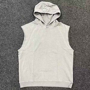 Gilet à capuche pour homme en coton respirant de haute qualité, sans manches, taille plus, logo personnalisé, pour la musculation, la remise en forme, la course à pied - Product Image 6