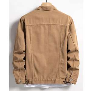 Veste en jean pour homme, couleur marron unie, tissu respirant, grammage lourd, manches longues, boutonnée, légère, meilleur prix - Product Image 2