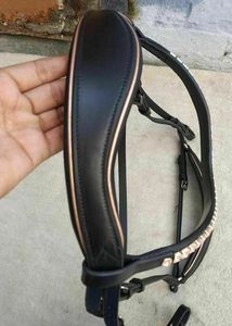 Horse Tack Rose Gold Piping - Drop Noseband Horse Brida-Rose Gold Brow-Band - Product Image 3