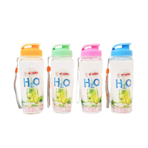 Modern Clear 700ml Plastic H2O Water Bottle Contour Side Grip Portable Carrying Lanyard Desk & Fitness Hydration Drinkware - Product Image 1