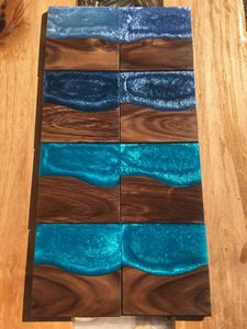 COASTERS Ensemble de sous-verres en résine époxy de qualité avec effet océan Dessous de verre ronds carrés décoratifs en résine époxy par Craftsy Home - Product Image 2