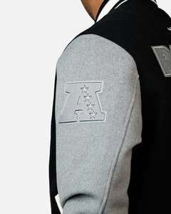 Nouveaux hommes grande taille poignets côtelés et veste universitaire noire pour hommes Letterman College Baseball Bomber Bomber veste - Product Image 5