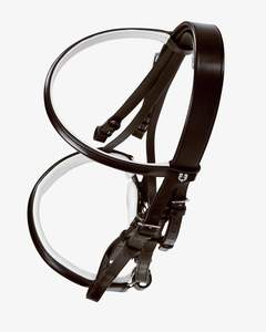 Brida negra Premium con ribete blanco Brida de caballo de cuero negro con relleno blanco y hebilla de latón - Product Image 3